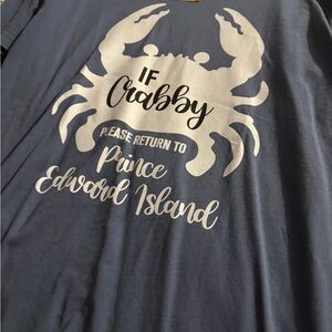 2/25$🍓⭐️ Blue Graphic T-Shirt with Crab Design